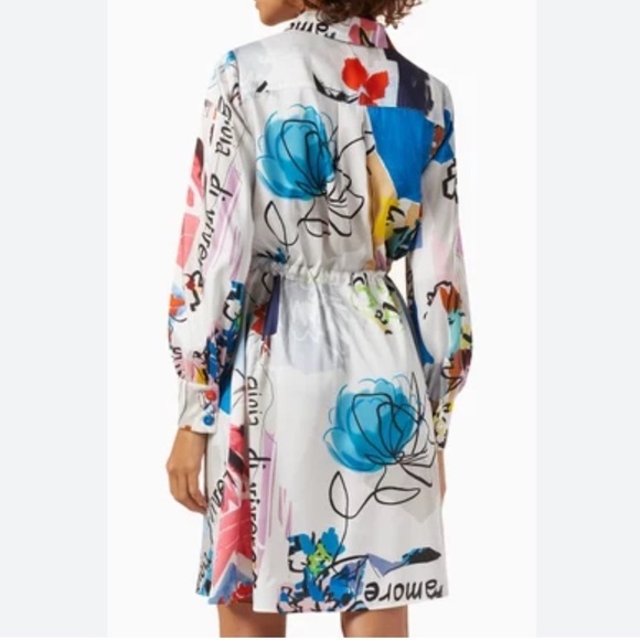 NWT MARELLA Alcuno Graphic Print Mini Shirt Dress Sz 14 US - Picture 3 of 15